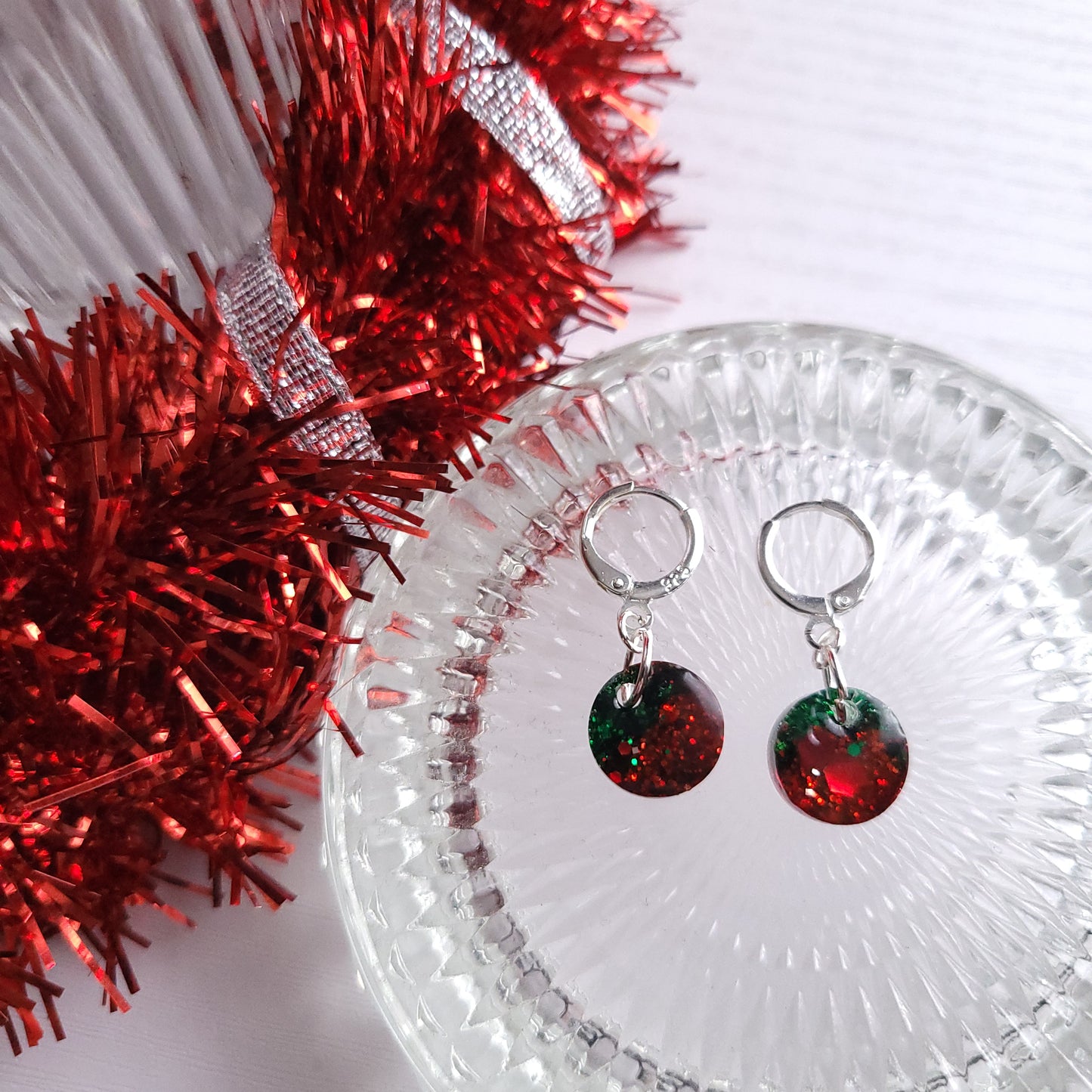 Christmas Sparkle Resin Handmade Earrings (Choose your style)