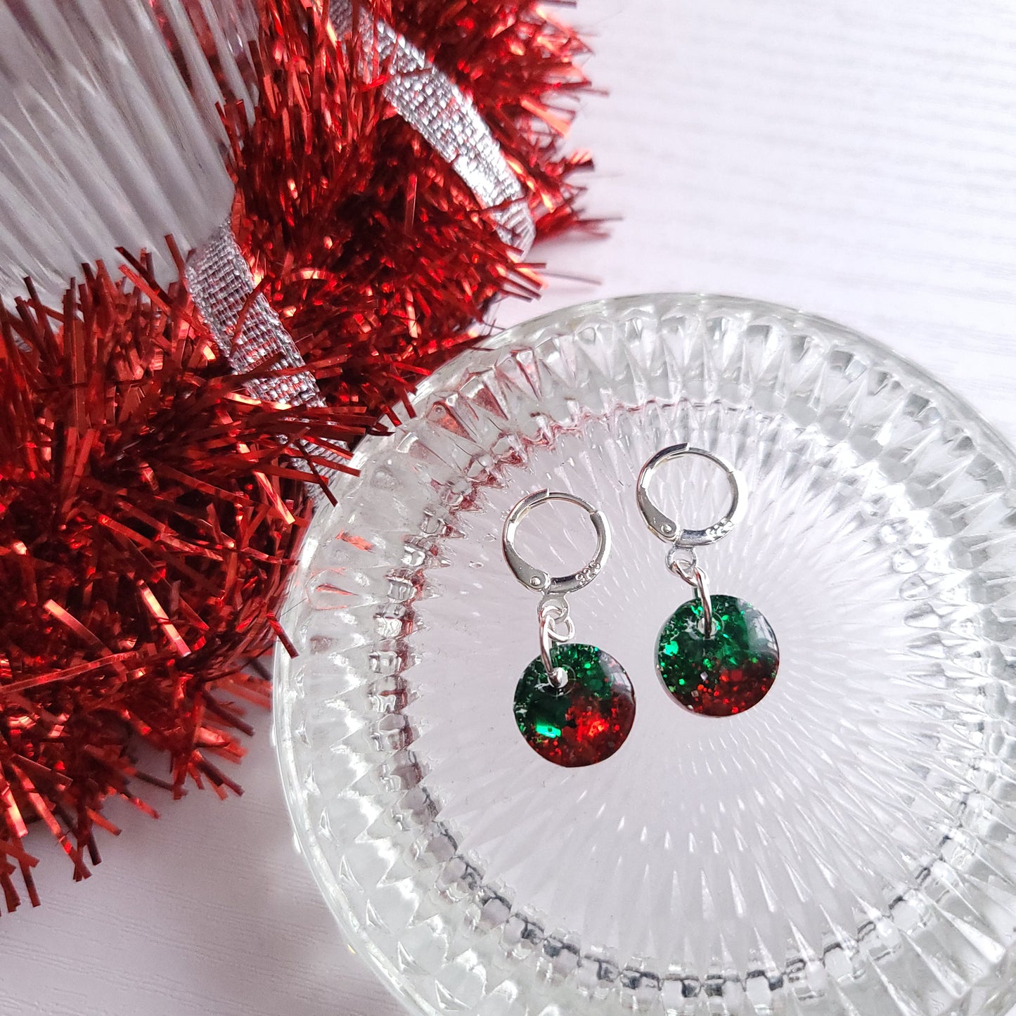 Christmas Sparkle Resin Handmade Earrings (Choose your style)