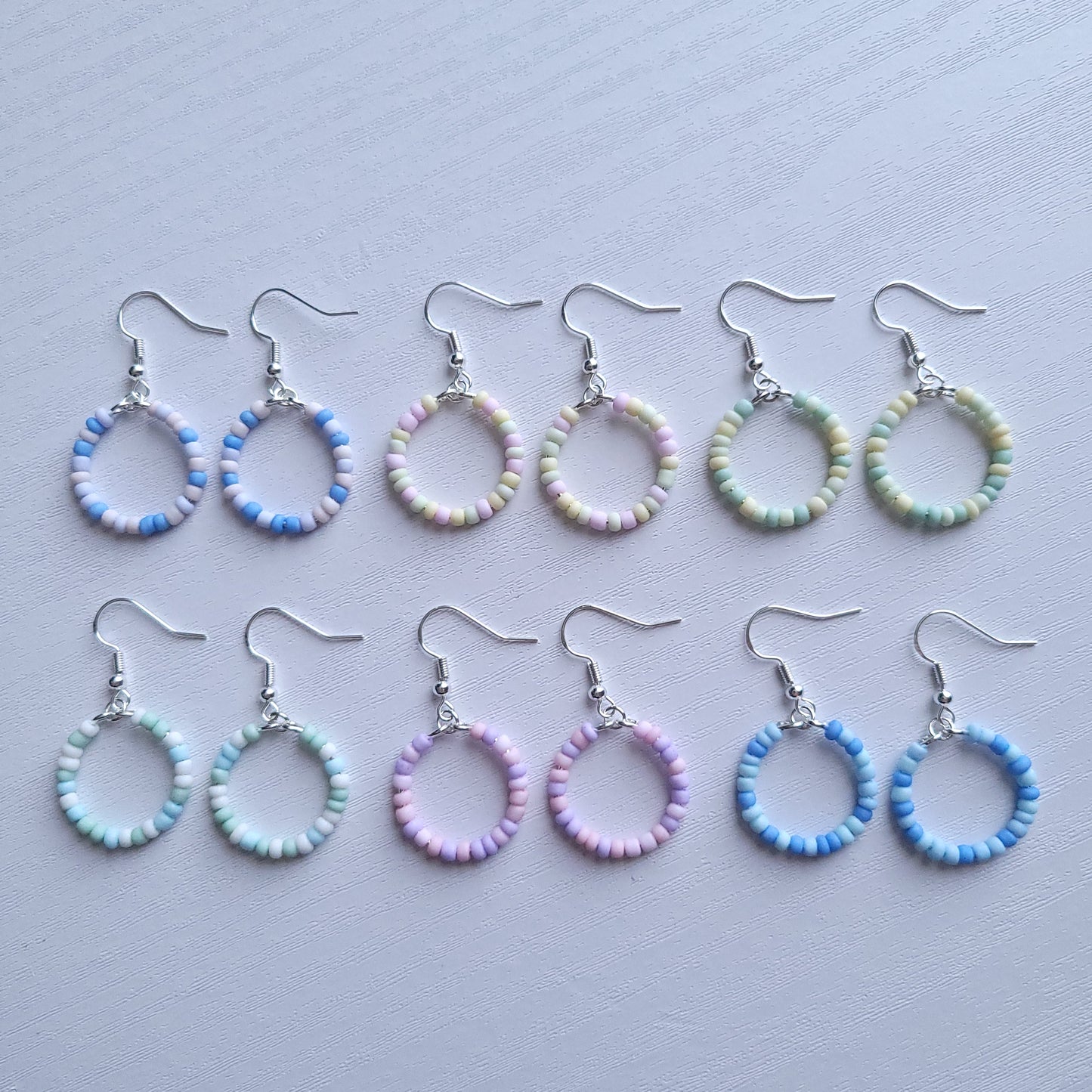 Pastel Beaded circle drop earrings (multiple colour combos)
