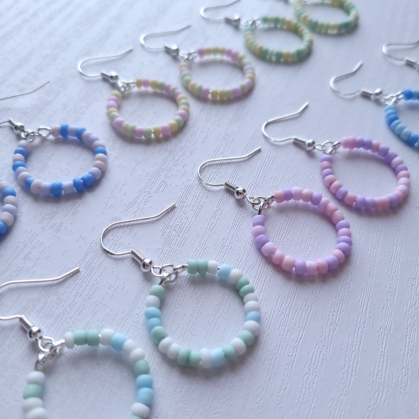 Pastel Beaded circle drop earrings (multiple colour combos)