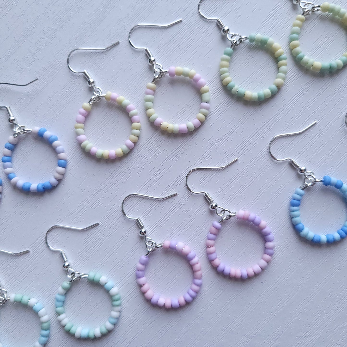 Pastel Beaded circle drop earrings (multiple colour combos)
