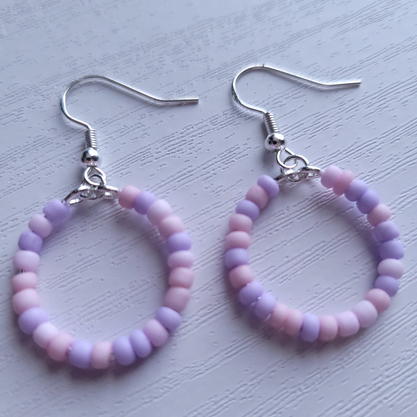 Pastel Beaded circle drop earrings (multiple colour combos)