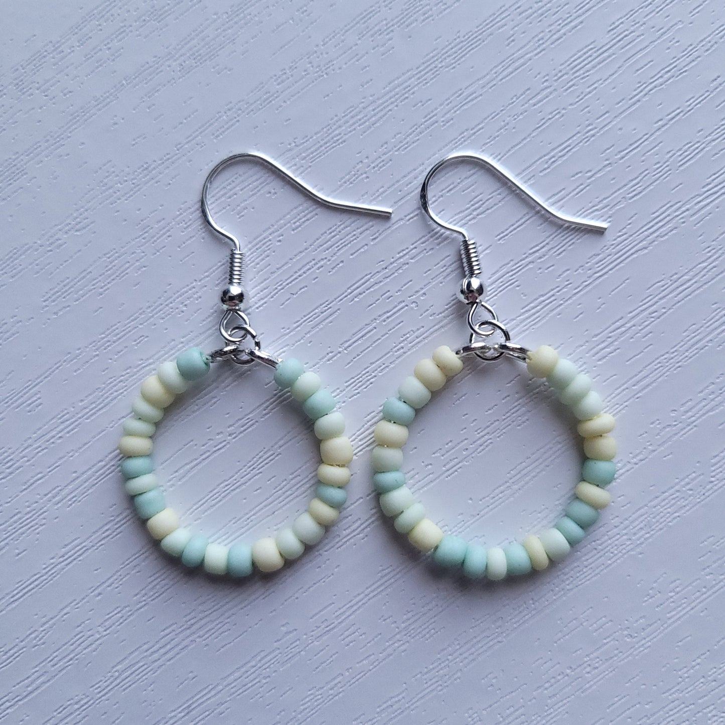 Pastel Beaded circle drop earrings (multiple colour combos)