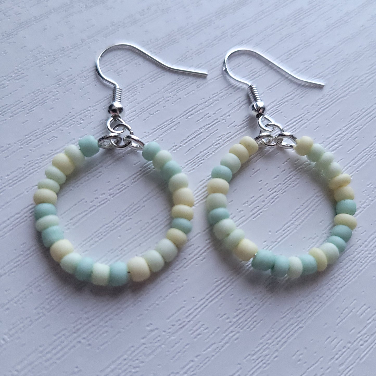 Pastel Beaded circle drop earrings (multiple colour combos)