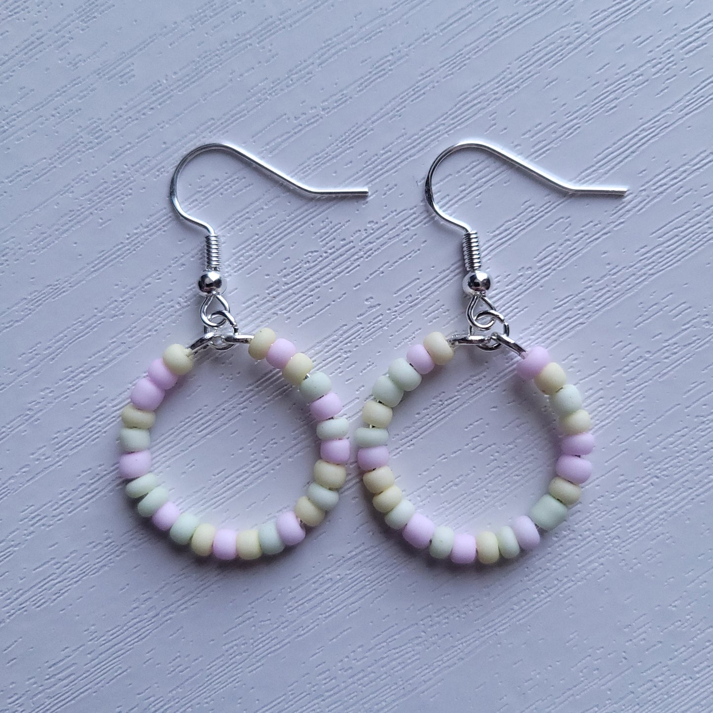 Pastel Beaded circle drop earrings (multiple colour combos)