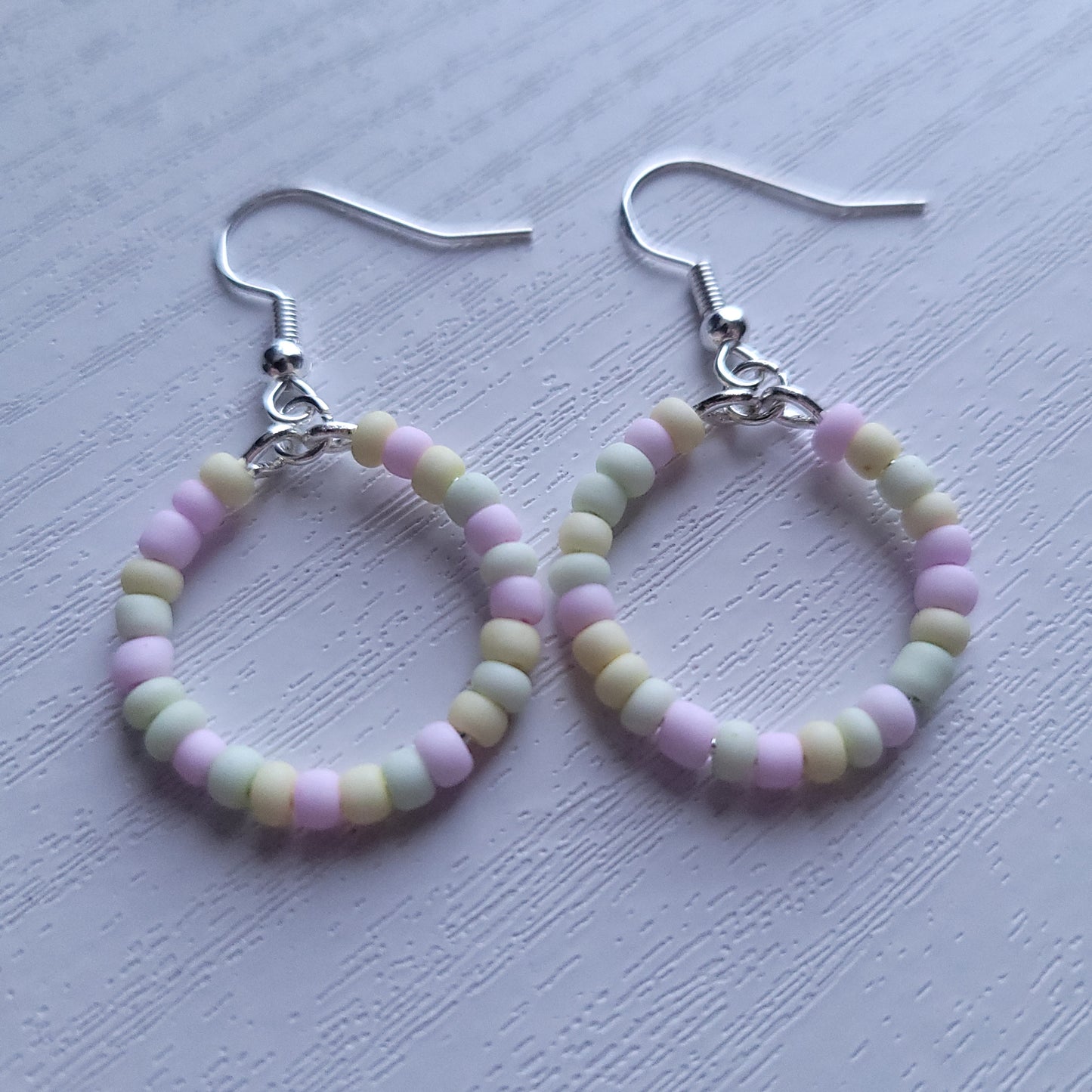 Pastel Beaded circle drop earrings (multiple colour combos)