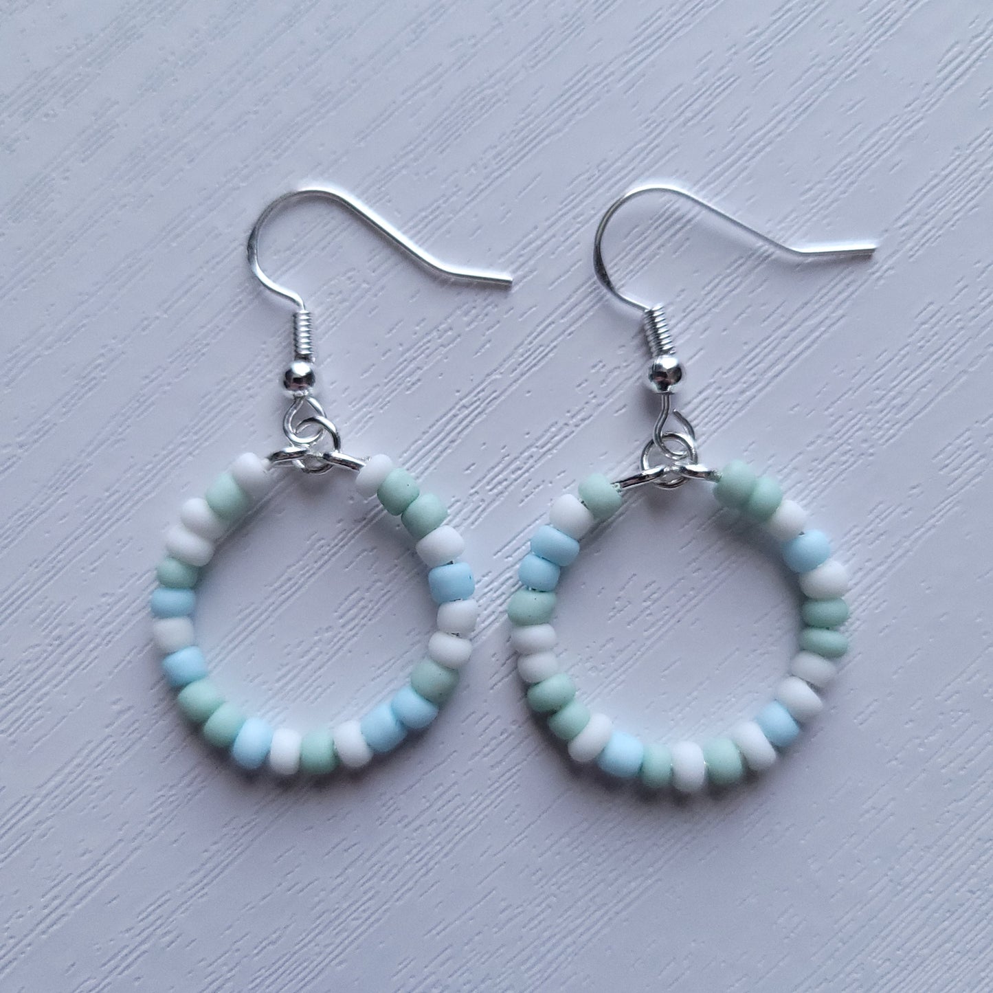 Pastel Beaded circle drop earrings (multiple colour combos)