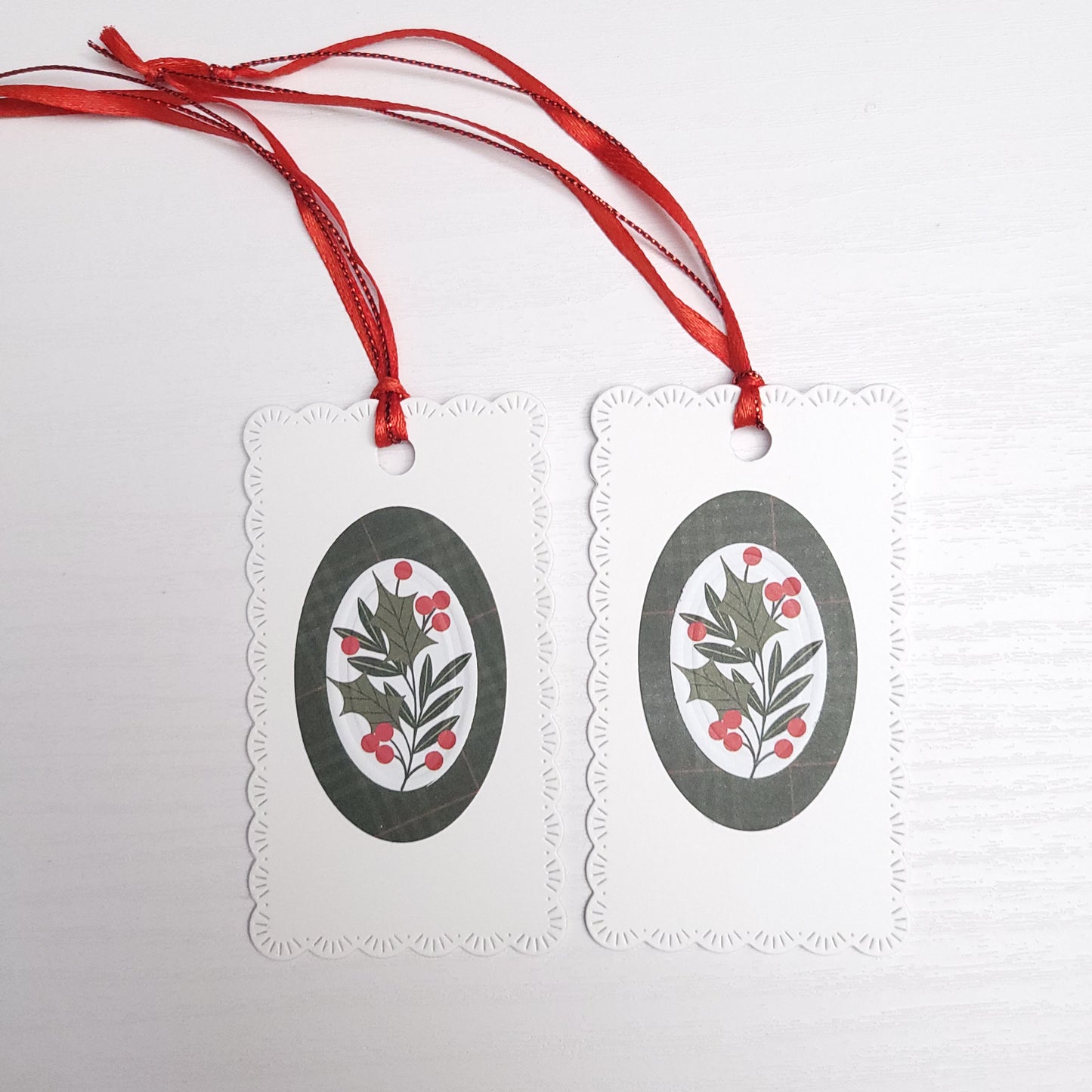 Tartan and Holly Christmas Gift Tag