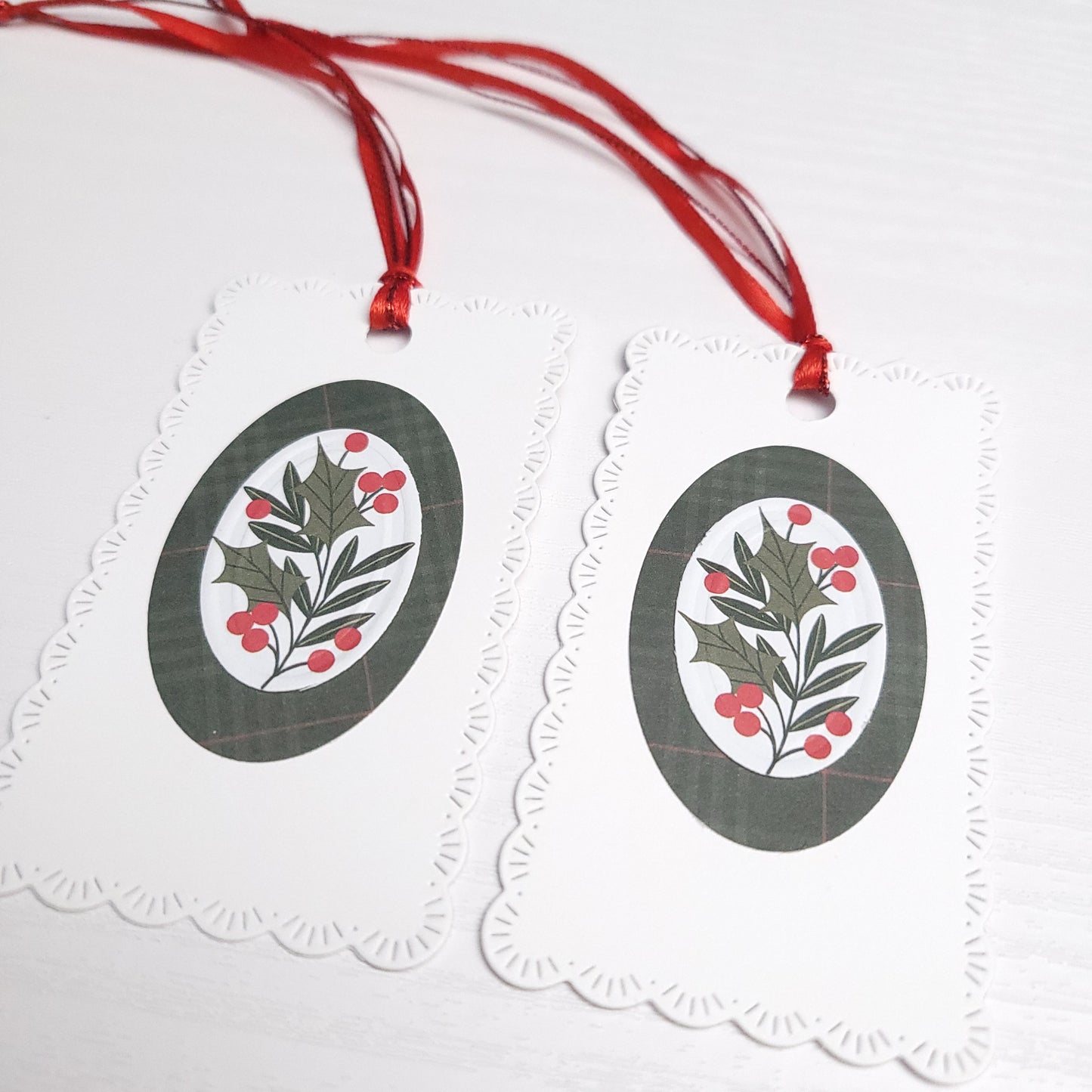 Tartan and Holly Christmas Gift Tag