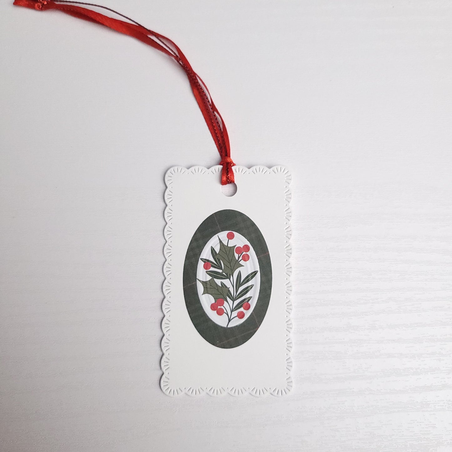 Tartan and Holly Christmas Gift Tag