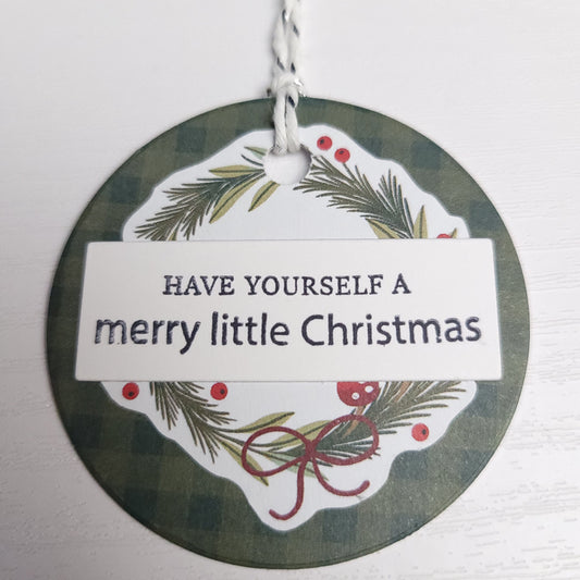 Merry little Christmas wreath Gift Tag