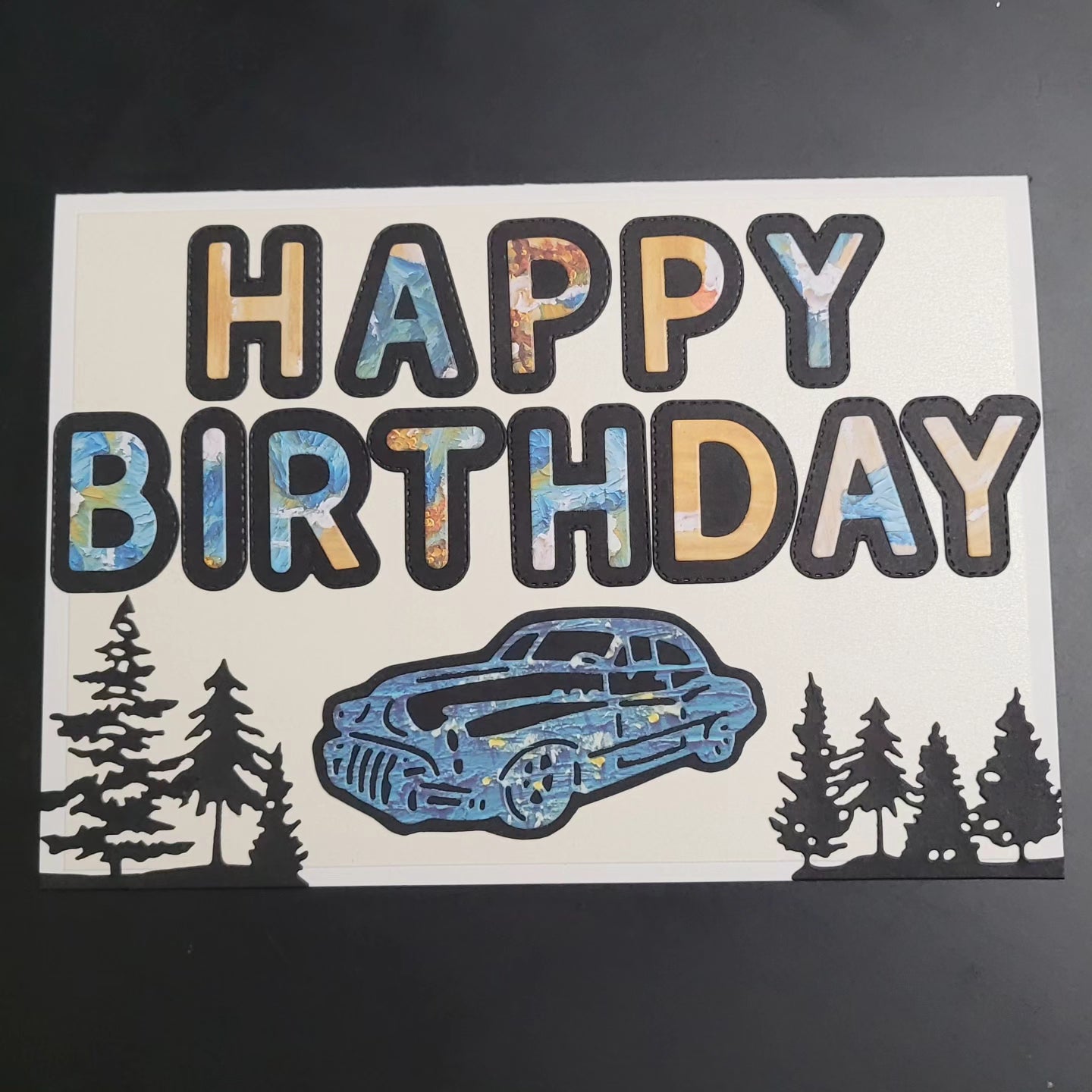 A5 One of a Kind Vintage Car forest Happy Birthday blank card