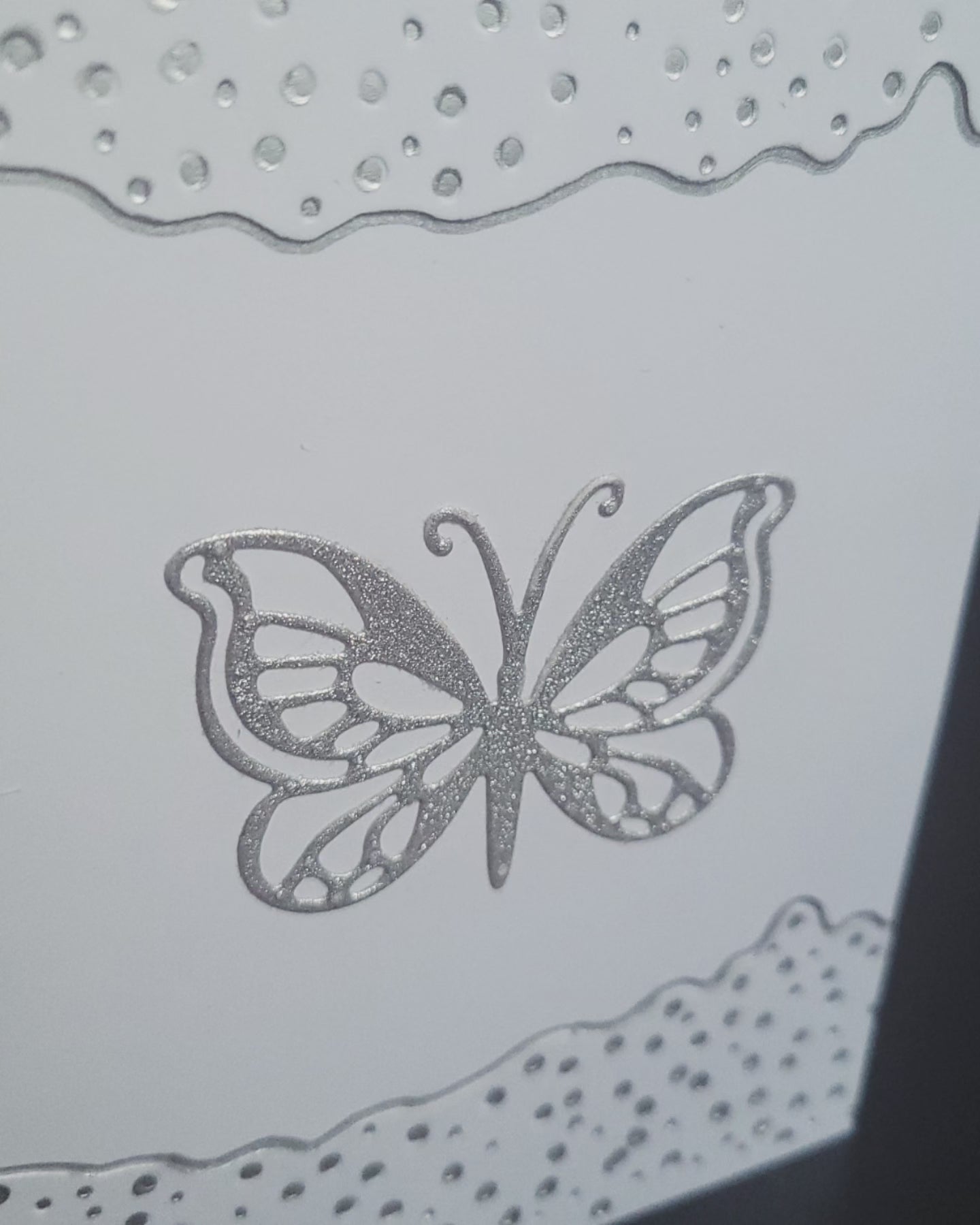 A6 Solo Silver Glitter Butterfly blank card