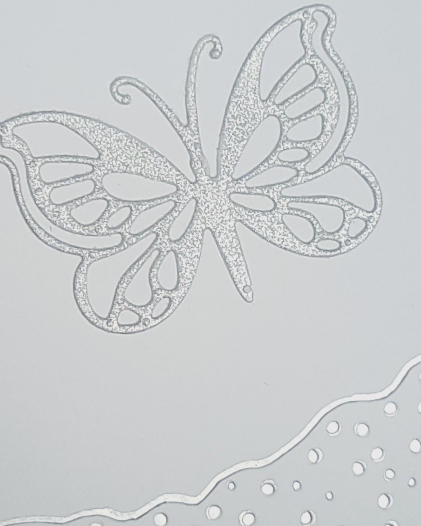 A6 Solo Silver Glitter Butterfly blank card