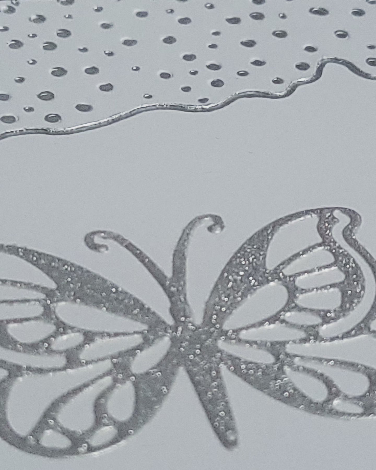 A6 Solo Silver Glitter Butterfly blank card
