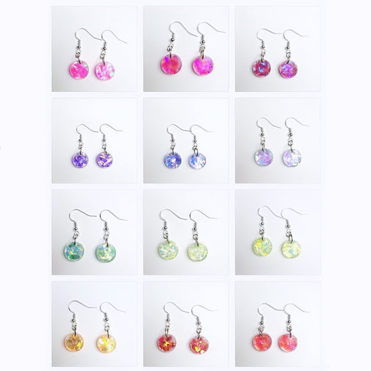 Iridescent Sparkle Resin Handmade Earrings