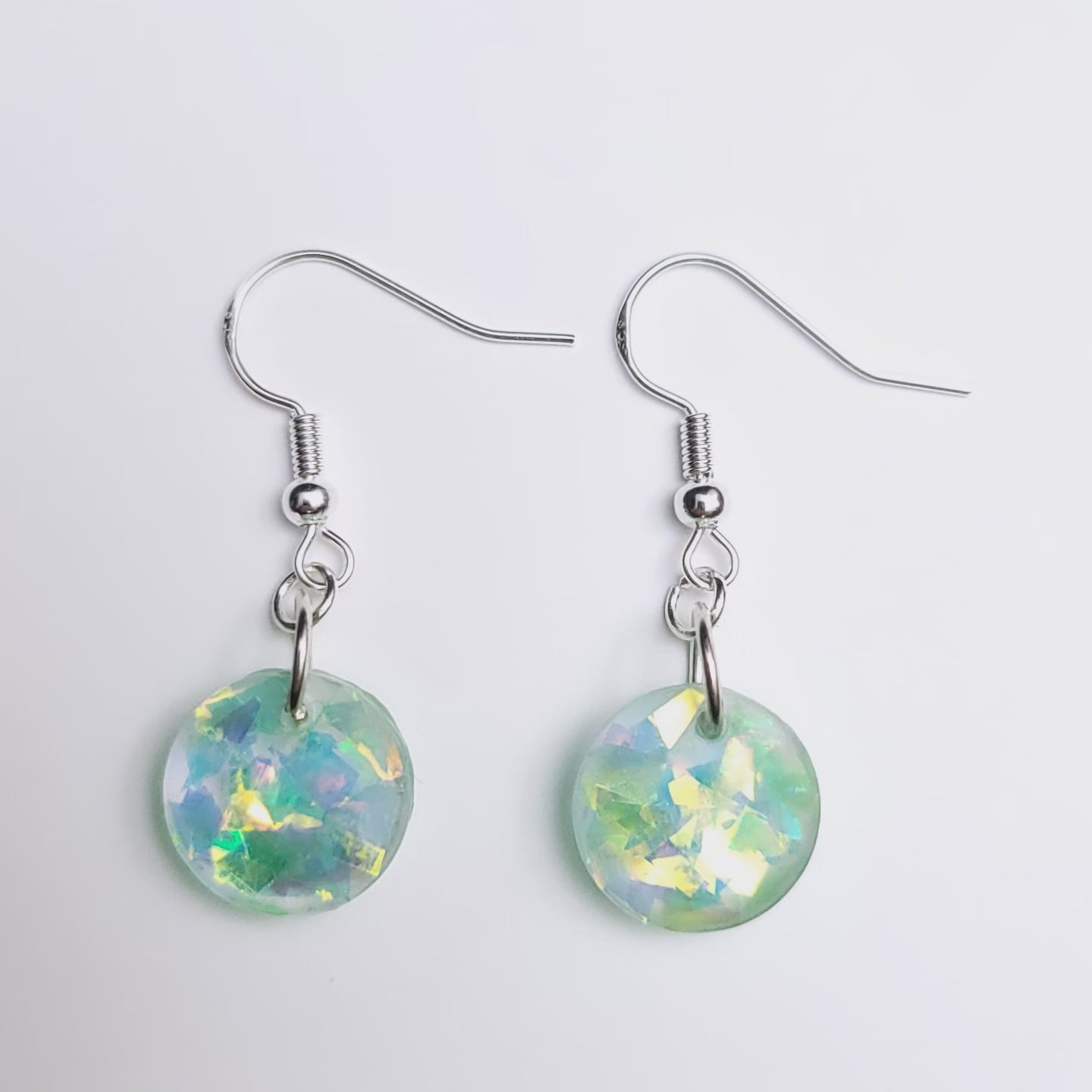 Iridescent Sparkle Resin Handmade Earrings