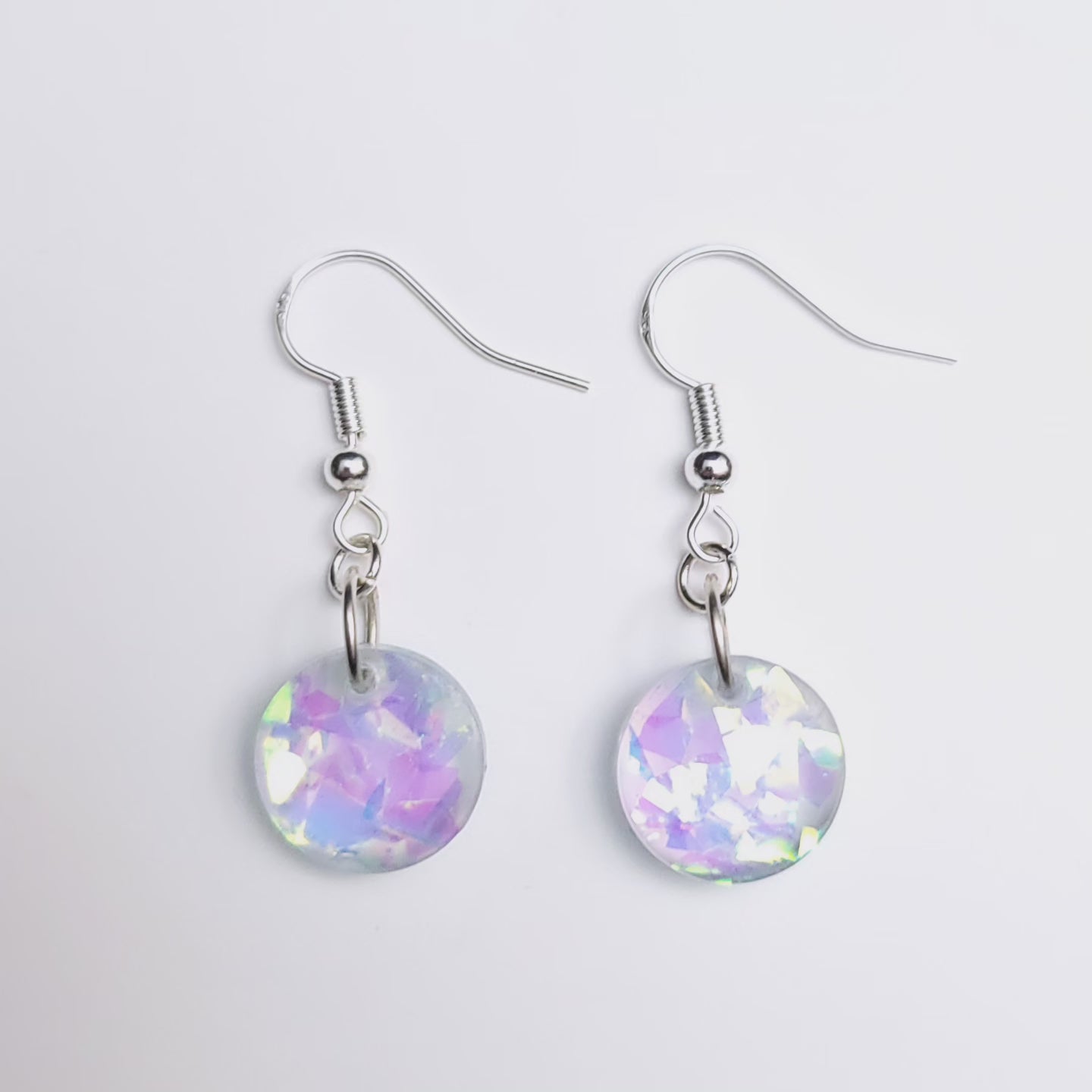 Iridescent Sparkle Resin Handmade Earrings