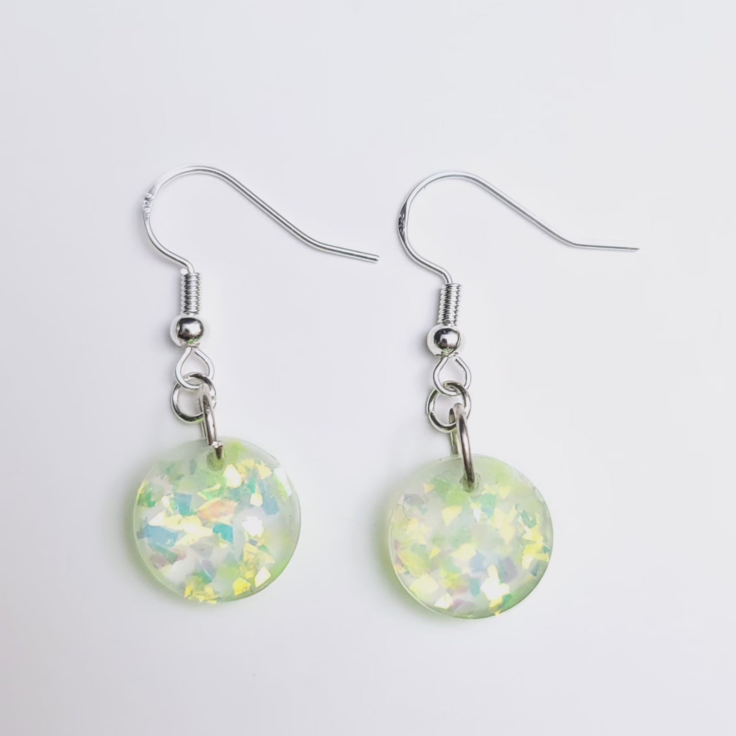 Iridescent Sparkle Resin Handmade Earrings