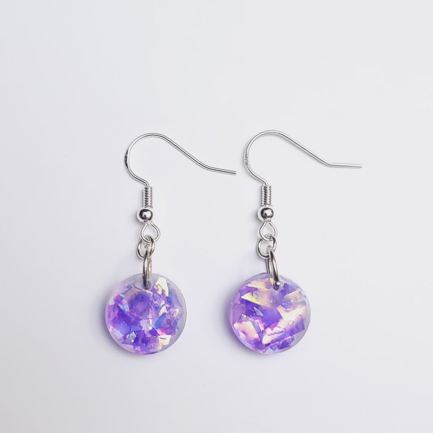 Iridescent Sparkle Resin Handmade Earrings