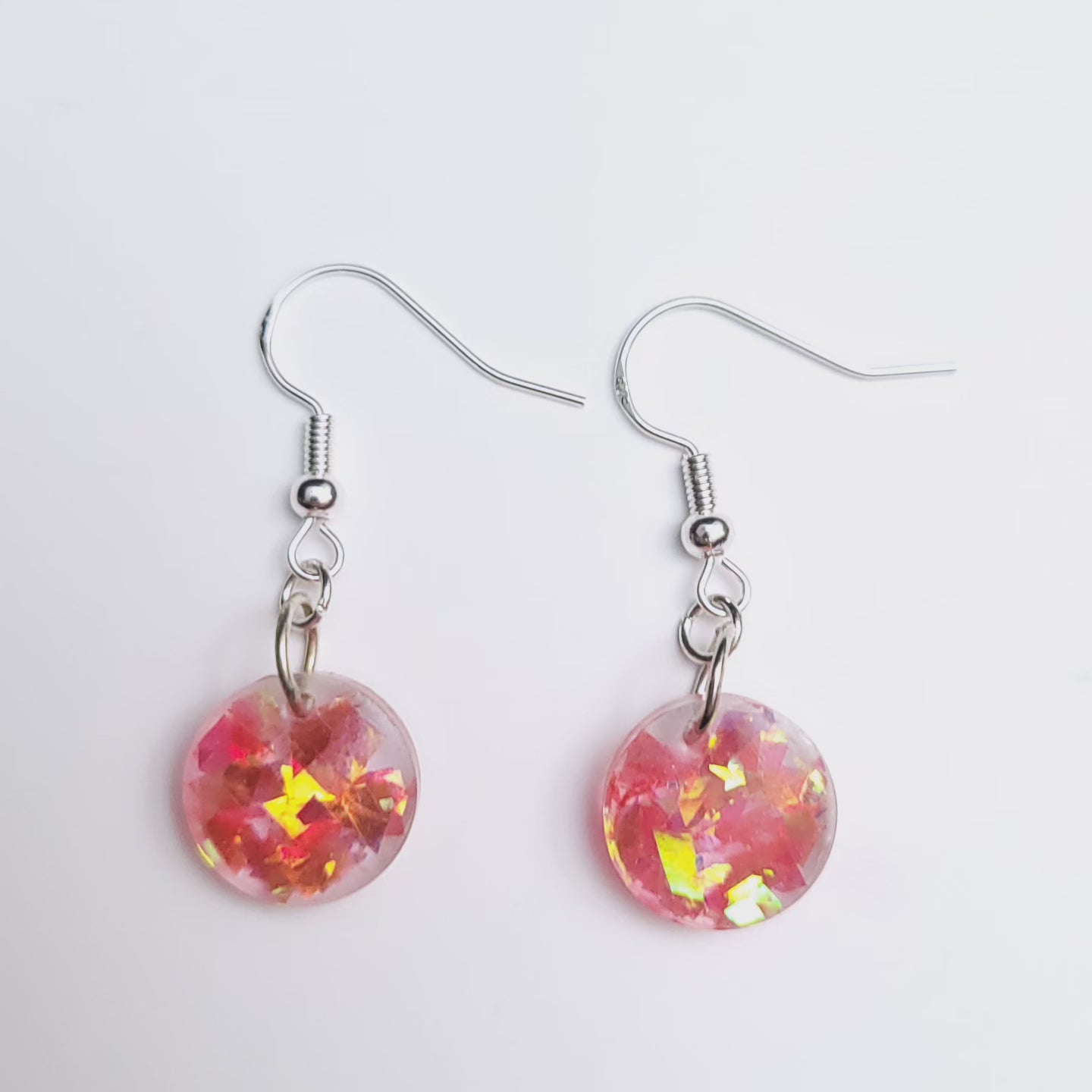 Iridescent Sparkle Resin Handmade Earrings