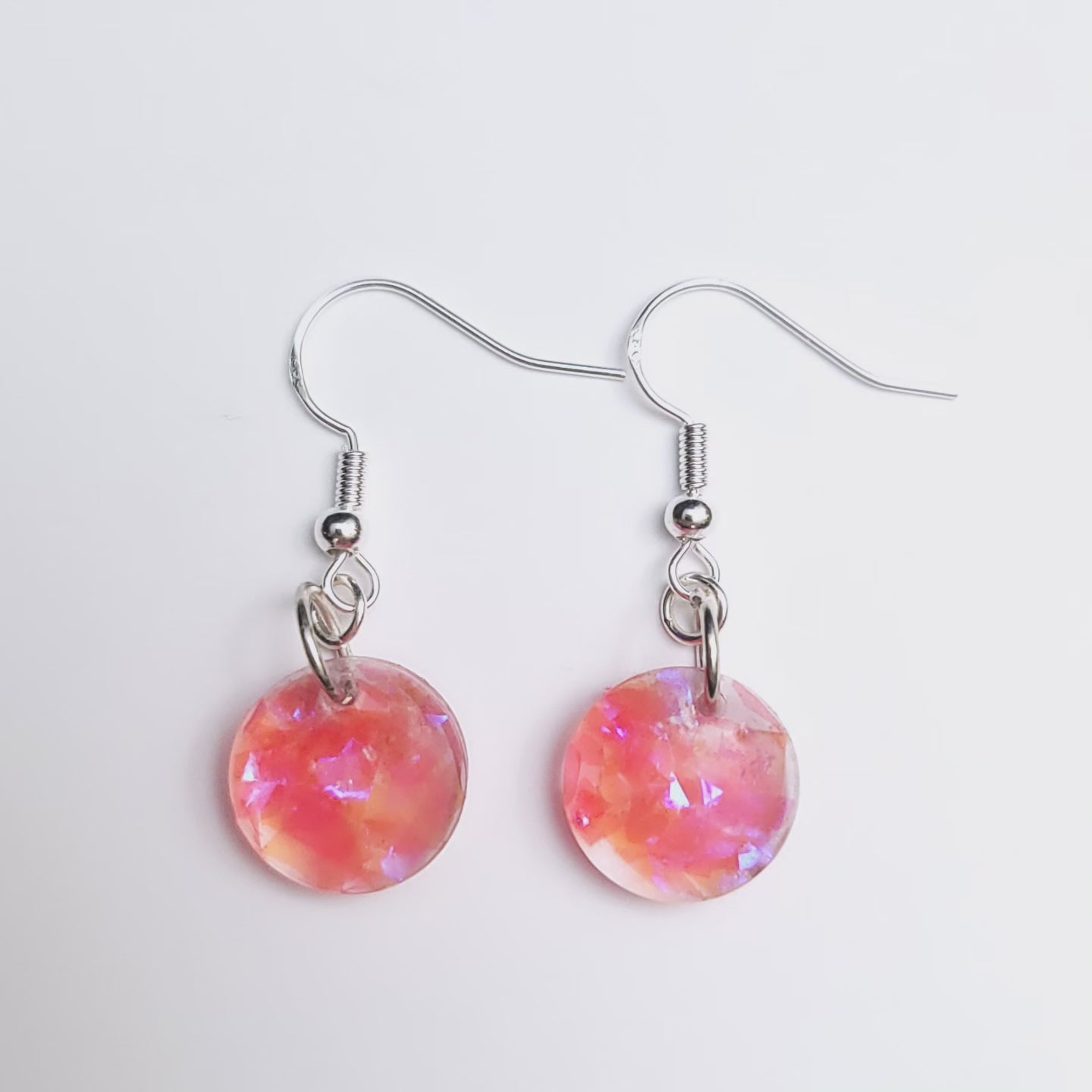 Iridescent Sparkle Resin Handmade Earrings