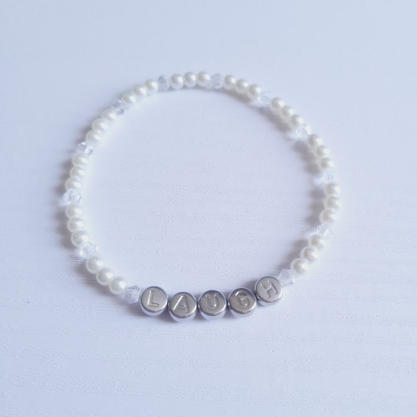 Message Stretch Glass Pearl & Crystal Bracelet - Adults