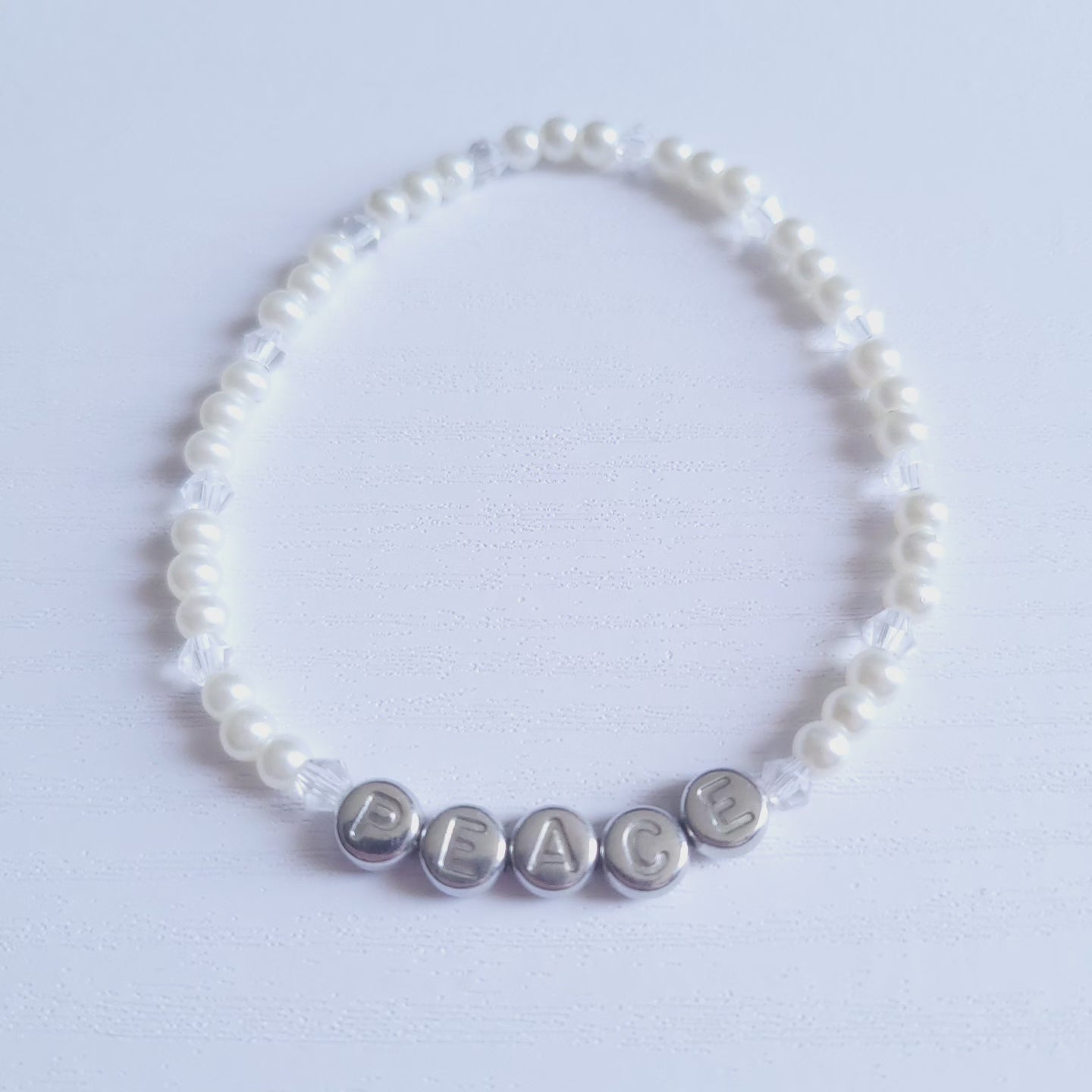 Message Stretch Glass Pearl & Crystal Bracelet - Adults