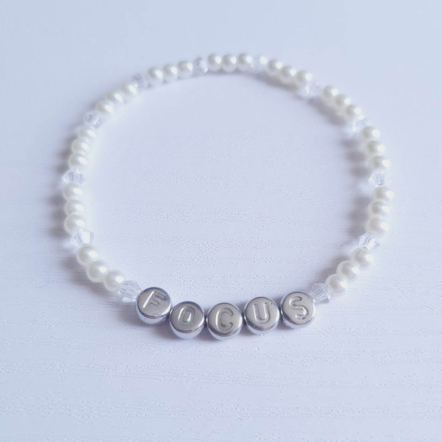 Message Stretch Glass Pearl & Crystal Bracelet - Adults