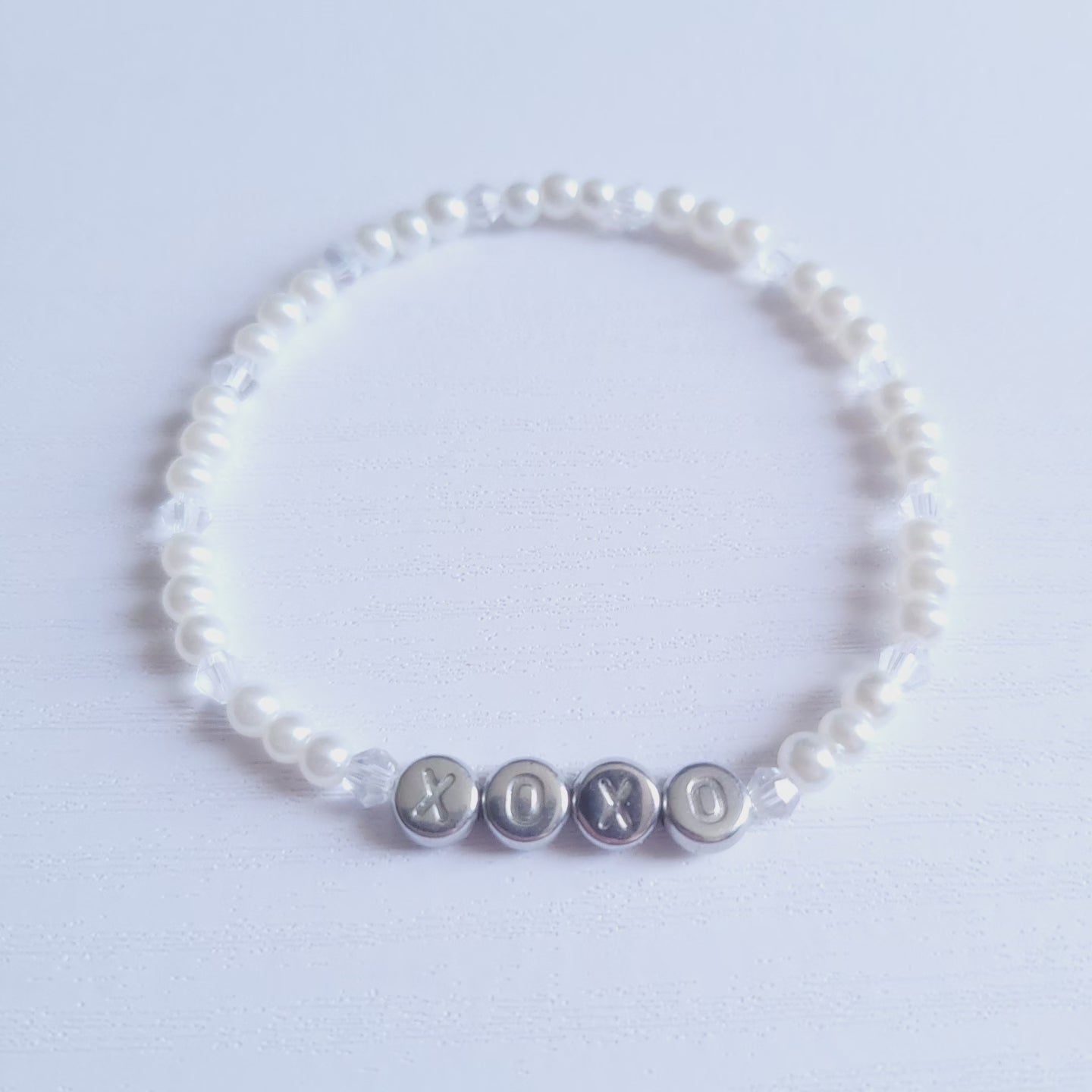 Message Stretch Glass Pearl & Crystal Bracelet - Adults