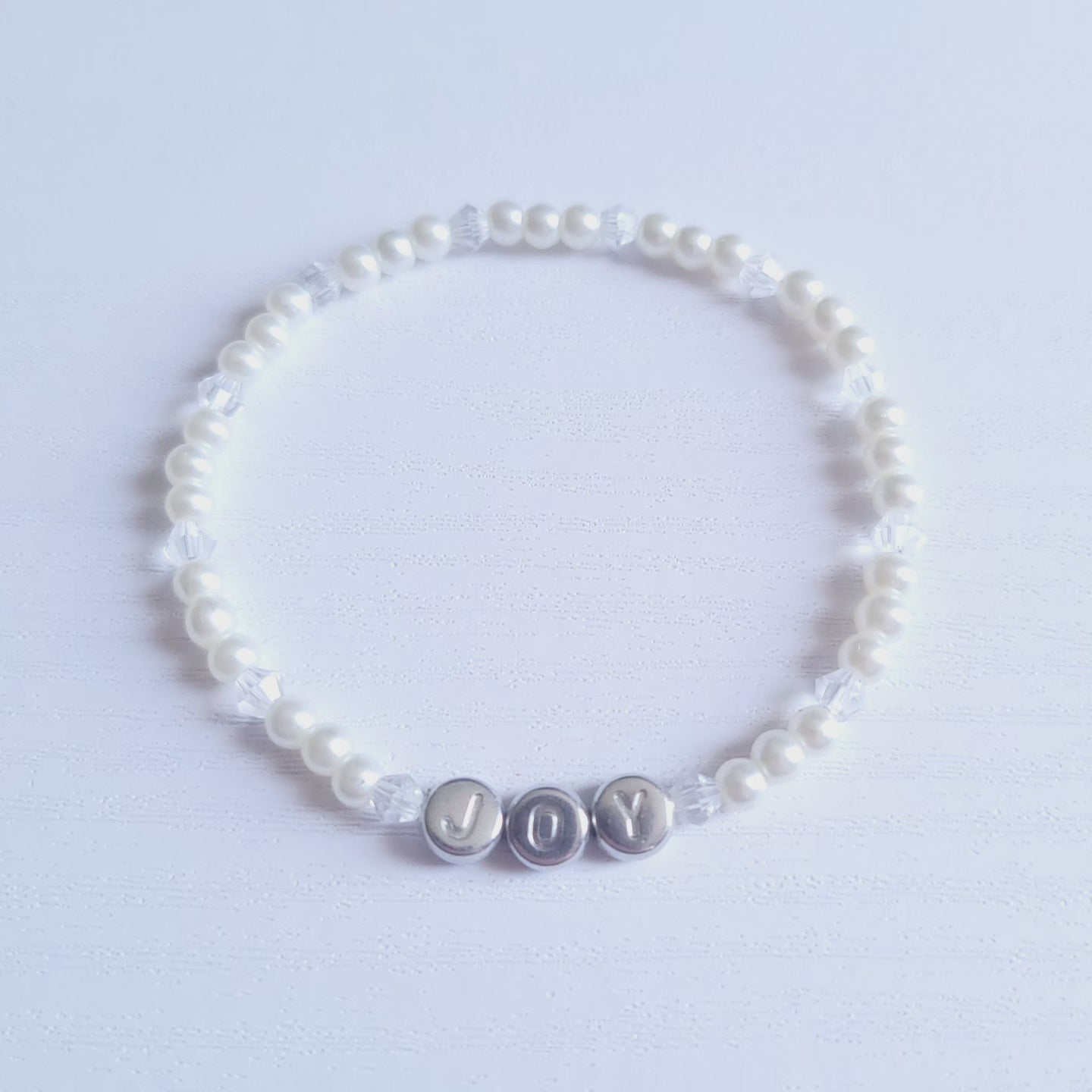 Message Stretch Glass Pearl & Crystal Bracelet - Adults