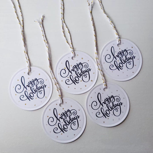 Single Happy Holidays Gold Dots Christmas Gift Tag