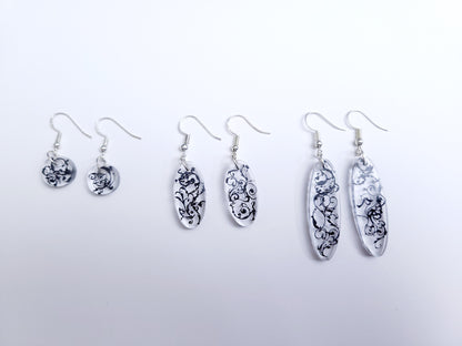 Filigree Resin Handmade Earrings - Black & Pink colours available