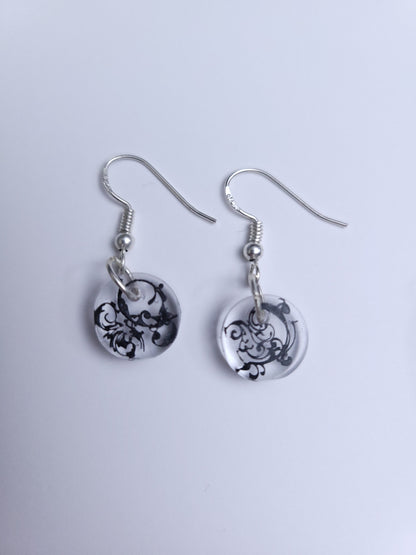 Filigree Resin Handmade Earrings - Black & Pink colours available