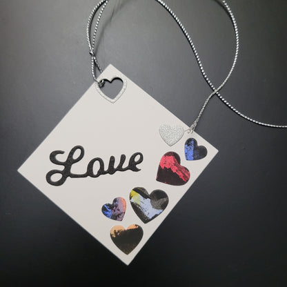 Single Square Diamond Painted Hearts Love Gift Tag.