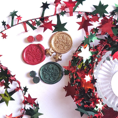 1 x single Christmas Edition Adhesive Wax Seals - Individually hand poured and stamped. (Choose your colour & design)