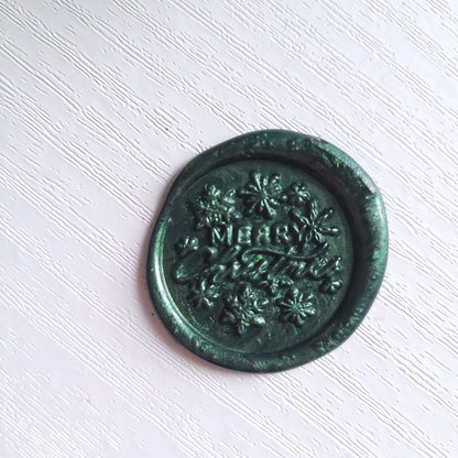 1 x single Christmas Edition Adhesive Wax Seals - Individually hand poured and stamped. (Choose your colour & design)