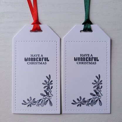 Single Have a wonderful Christmas Hand Stamped Gift Tag(Two Colours)